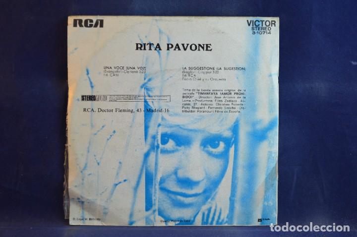 Discos de vinilo: RITA PAVONE - UNA VOCE / LA SUGGESTIONE - SINGLE - Foto 2