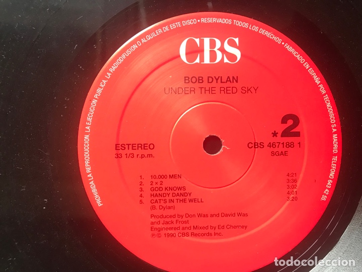 Discos de vinilo: Bob Dylan. Under the red sky - Foto 5