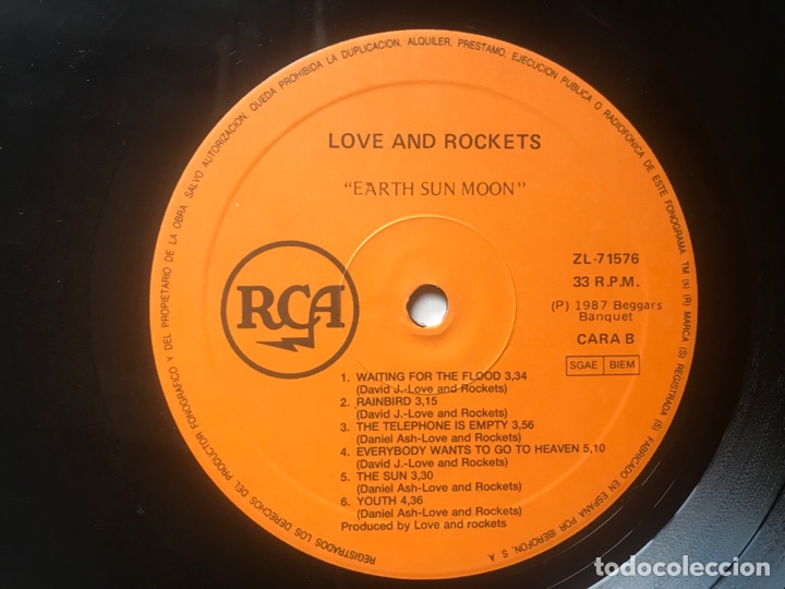 Discos de vinilo: Love and rockets. Earth sun moon - Foto 4