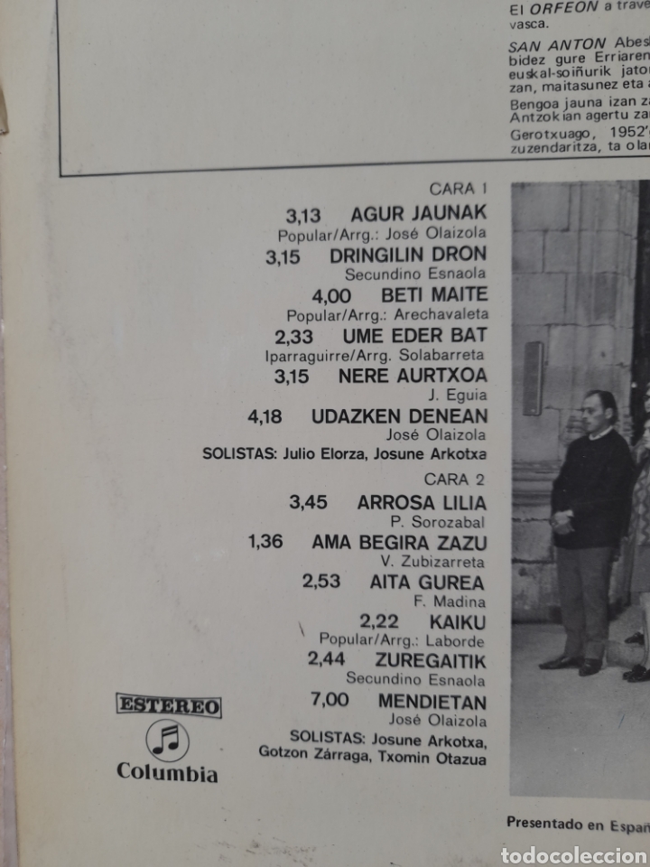 Discos de vinilo: San Anton Abesbatza. Euskalerriko abestiak - Foto 3
