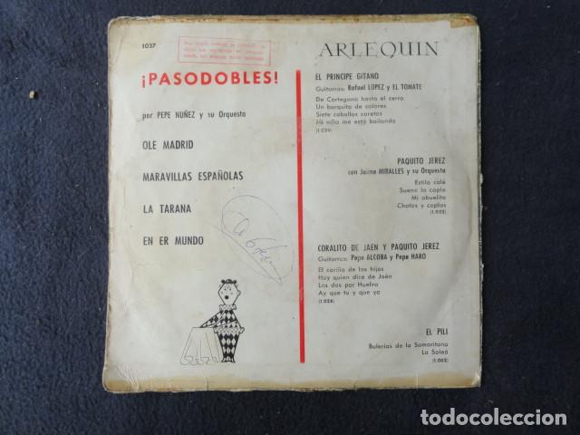 Discos de vinilo: DISCO - PASODOBLES - ARLEQUIN. A&Ntilde;O 1961. - Foto 3
