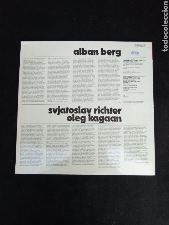 Discos de vinilo: ALBAN BERG KAMMERKONZERT - Foto 2