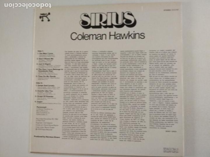 Discos de vinilo: coleman hawkins sirius, 1974 - Foto 4