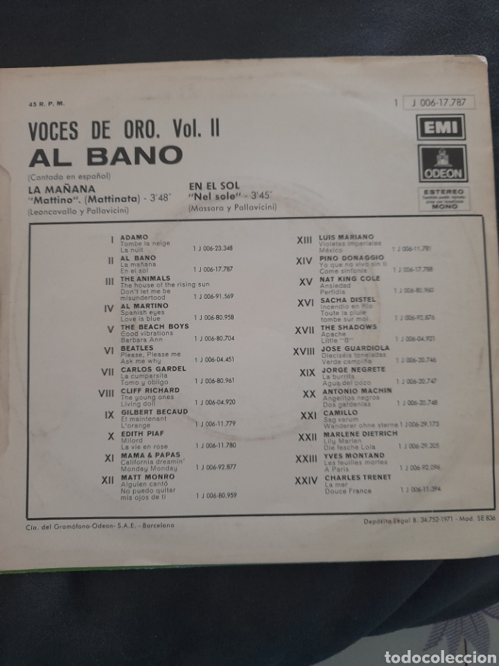 Discos de vinilo: Al Bano. Voces de oro - Foto 2