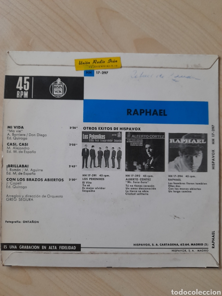 Discos de vinilo: Raphael. Ma vie/ mi vida - Foto 2