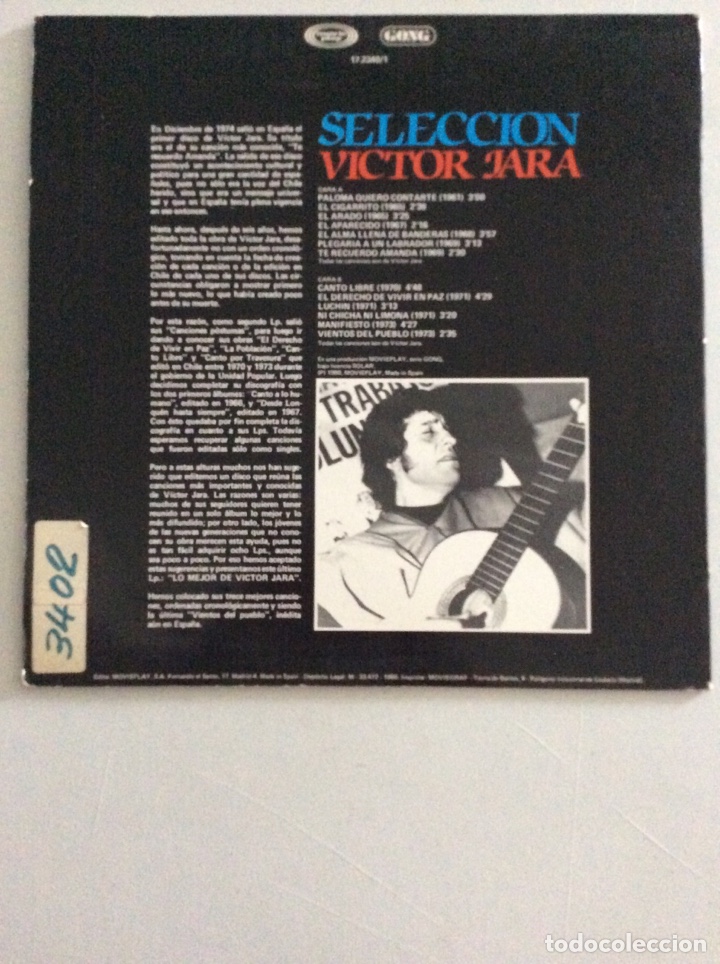 Discos de vinilo: Victor Jara. Selecci&oacute;n. - Foto 2