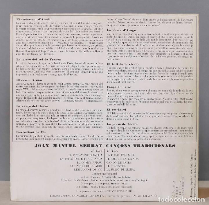 Discos de vinilo: LP. JOAN MANUEL SERRAT. CAN&Ccedil;ONS TRADICIONALS - Foto 2
