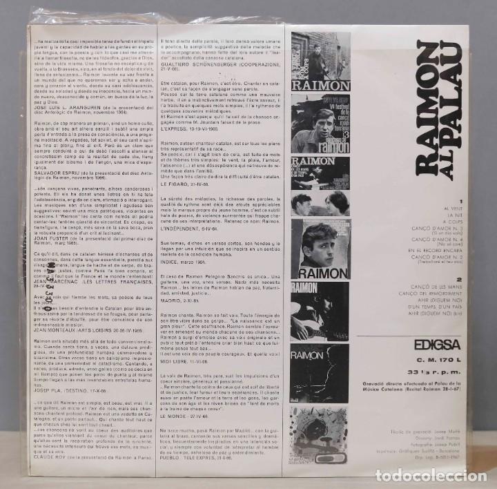 Discos de vinilo: LP. RAIMON. AL PALAU. GRAVACI&Ograve; DIRECTA - Foto 2