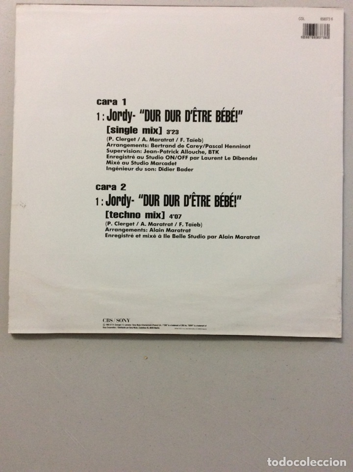 Discos de vinilo: Jordy. Dur dur d&rsquo;&ecirc;tre b&eacute;b&eacute;. - Foto 2