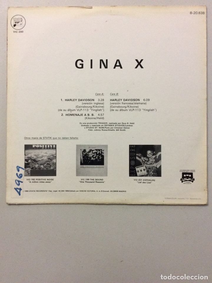 Discos de vinilo: Gina X. Harley Davidson. - Foto 2