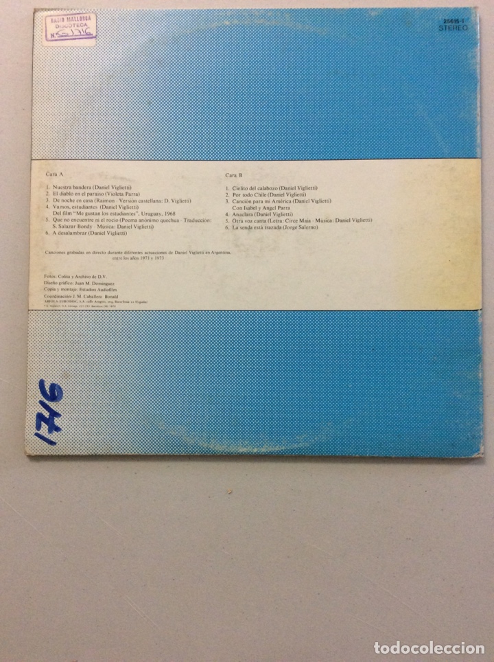 Discos de vinilo: Daniel Viglietti. En vivo. - Foto 2
