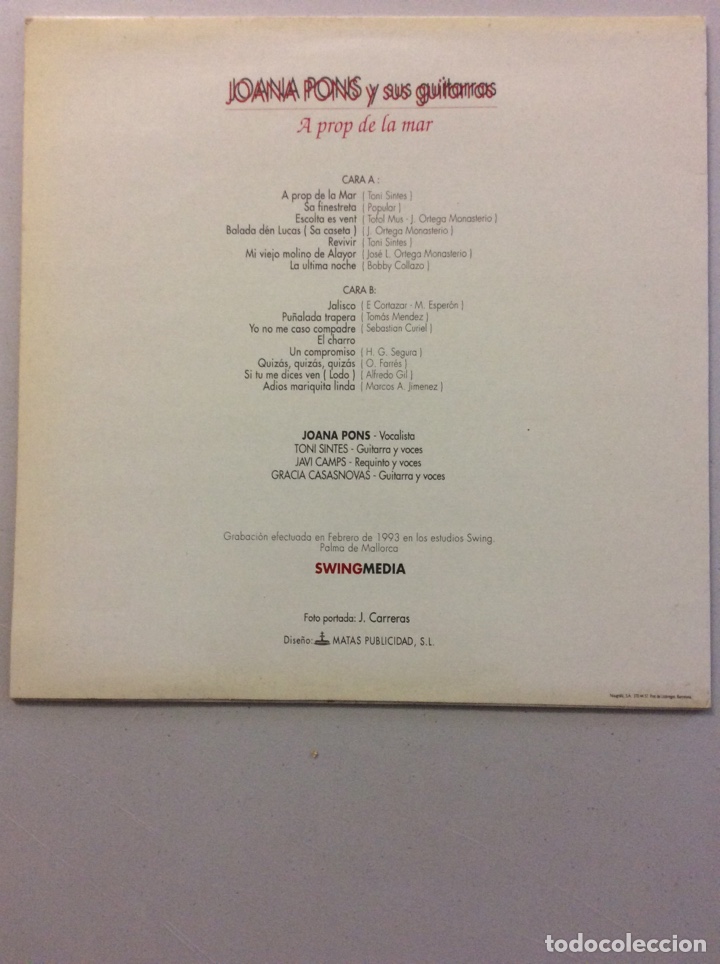 Discos de vinilo: Joana Pons y sus guitarras. A prop de la mar. - Foto 2