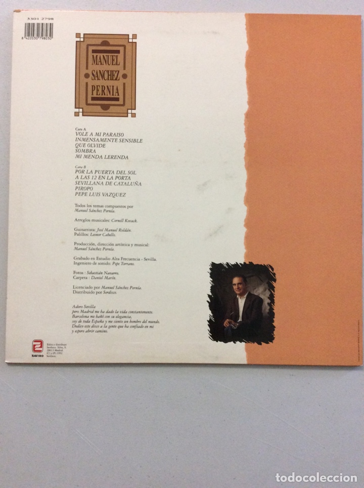 Discos de vinilo: Manuel Sanchez Pernia. Inmensamente sensible - Foto 2