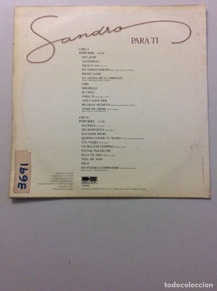 Discos de vinilo: Sandro. Para ti. - Foto 2