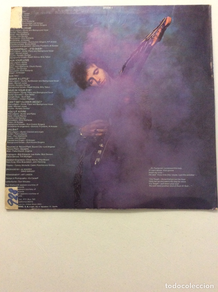 Discos de vinilo: Nils Lofgren. Cry tough. - Foto 2