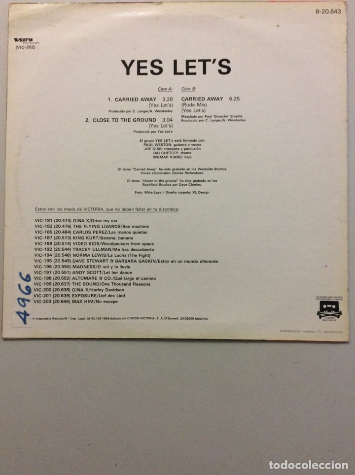 Discos de vinilo: Carried Away. Yes lets. - Foto 2