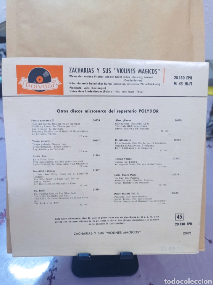 Discos de vinilo: ZACHARIAS Y SUS VIOLINES M&Aacute;GICOS - Foto 2