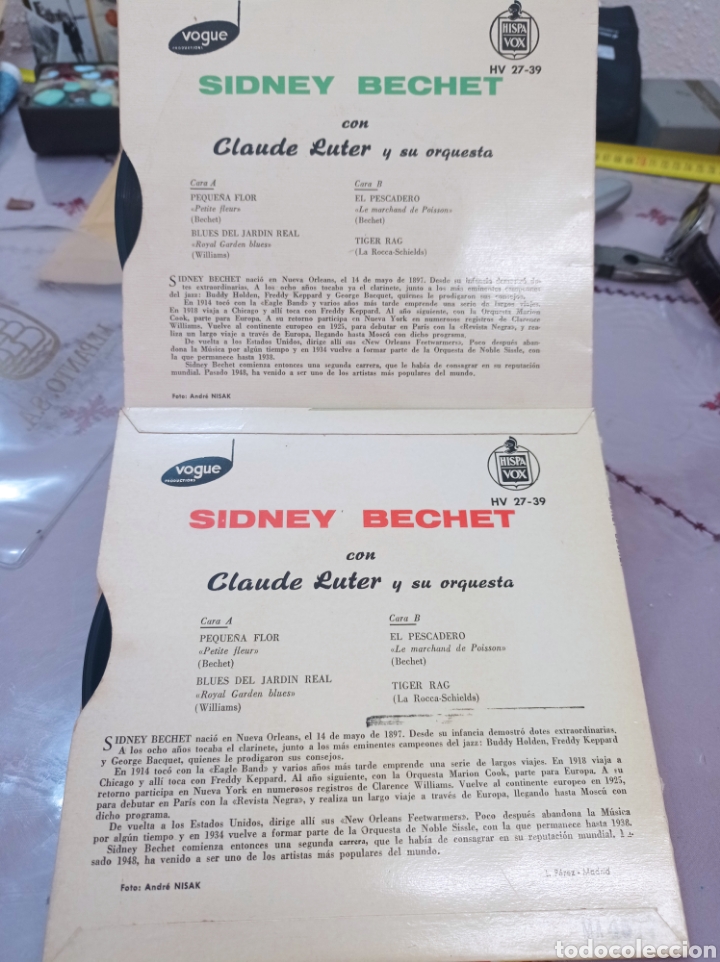 Discos de vinilo: 2DISCOS DE SIDNEY BECHET CON CLAUDE LUTER Y SU ORQUESTA - Foto 2