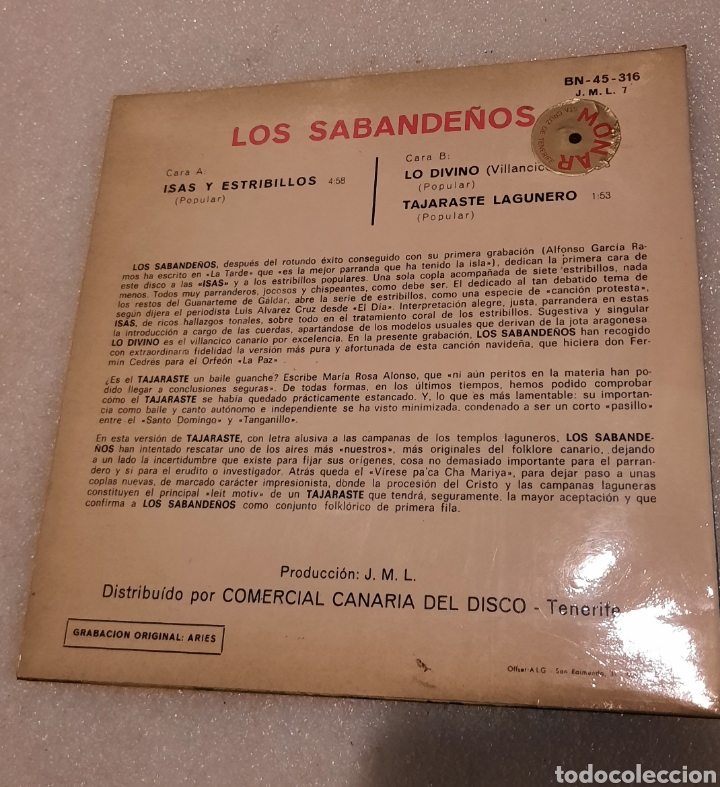 Discos de vinilo: Los sabande&ntilde;os - isas y estribillos - Foto 3
