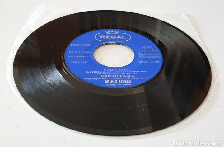 Discos de vinilo: EP BRUNO LOMAS - Como Ayer/+3 (Espa&ntilde;a - Regal - 1966) COMO NUEVO!! - Foto 5