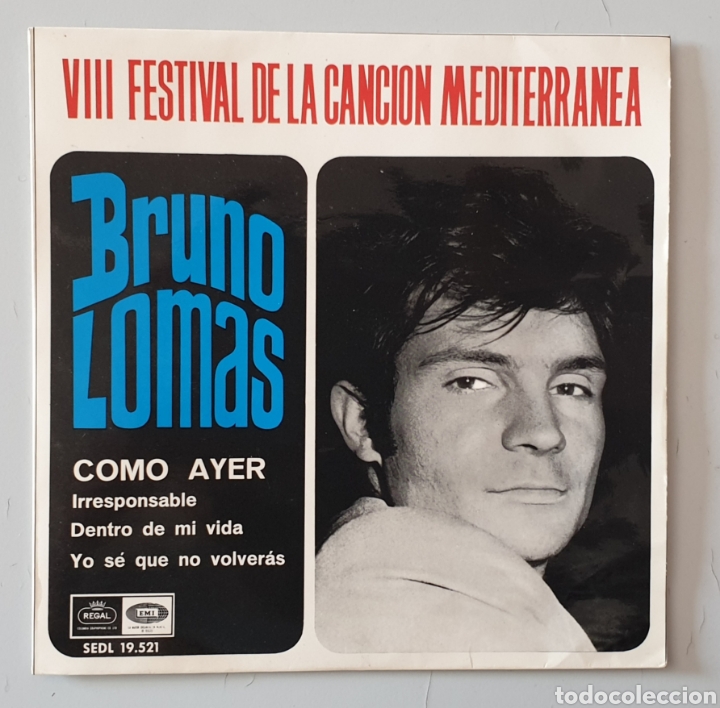 Discos de vinilo: EP BRUNO LOMAS - Como Ayer/+3 (Espa&ntilde;a - Regal - 1966) COMO NUEVO!! - Foto 1