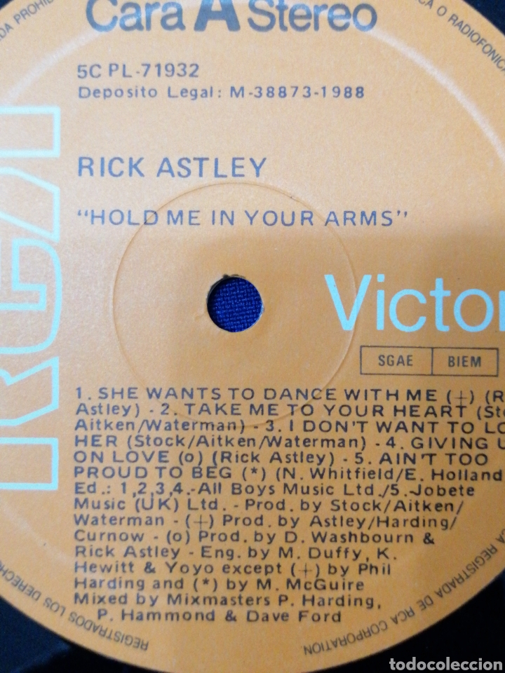 Discos de vinilo: RICK ASTLEY - HOLD ME IN YOUR ARMS - Foto 7