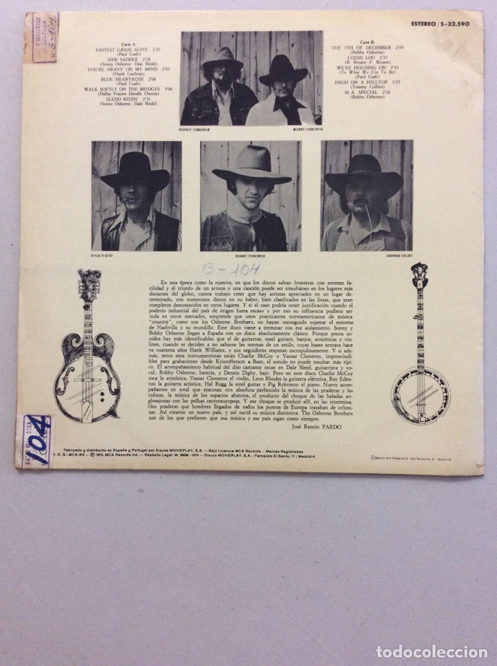 Discos de vinilo: Osborne Brothers. Fastest grass alive. - Foto 2