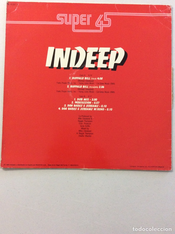Discos de vinilo: Indeep. Buffalo Bill. - Foto 2