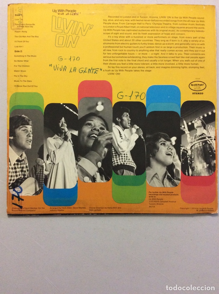 Discos de vinilo: Up with people. Livin&rsquo; on. - Foto 2