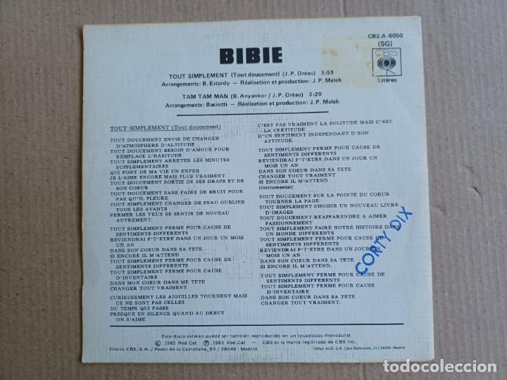 Discos de vinilo: BIBIE - TOUT SIMPLEMENT SINGLE 1985 EDICION ESPA&Ntilde;OLA - Foto 3