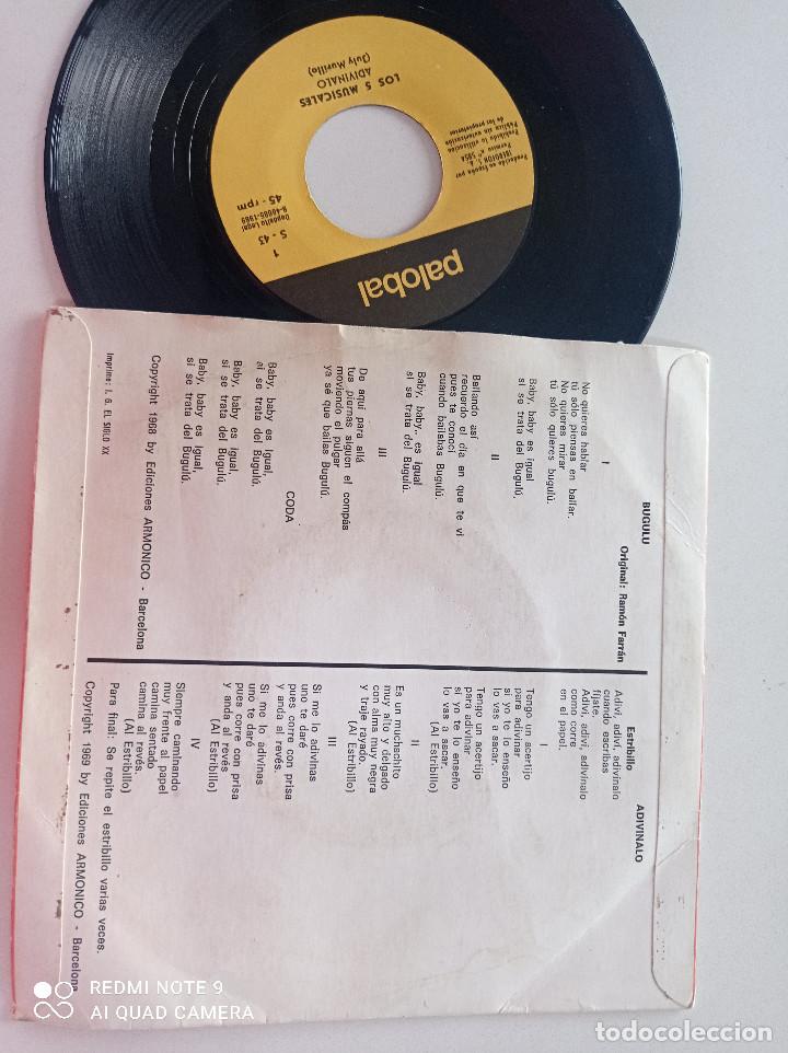 Discos de vinilo: LOS 5 MUSICALES - Bugulu - SINGLE PALOBAL 1969 - Foto 2