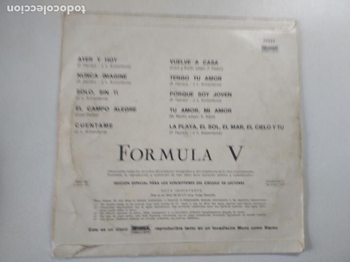 Discos de vinilo: FORMULA V // 10&rdquo; // EDICION ESPECIAL CIRCULO DE LECTORES 1969, - Foto 2