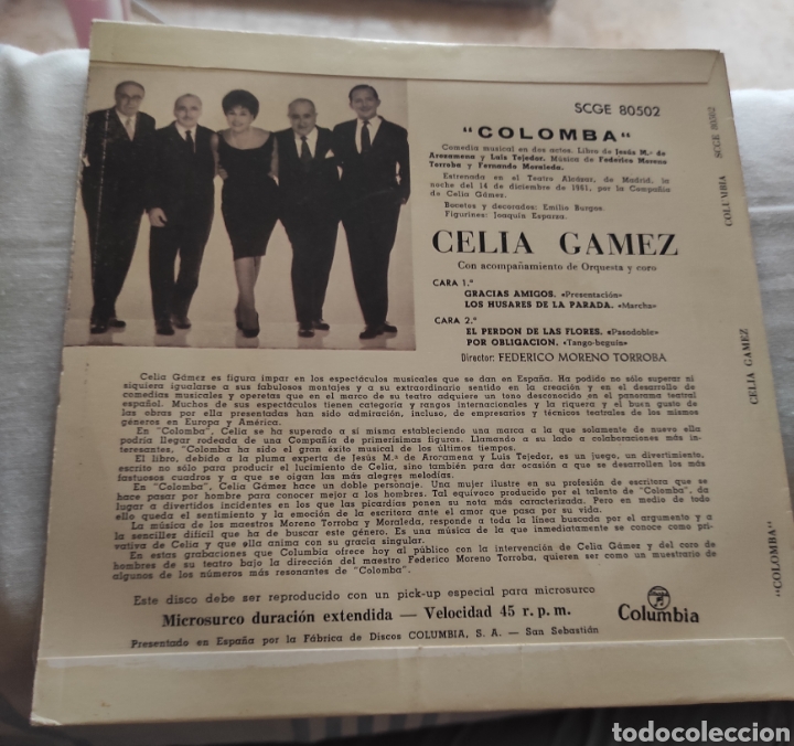 Discos de vinilo: Celia Gamez - Colomba - 1962 - - Foto 2