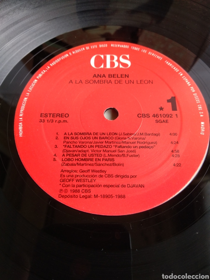 Discos de vinilo: *ANA BEL&Eacute;N. SPAIN. CBS. 1988. LA.2 - Foto 4