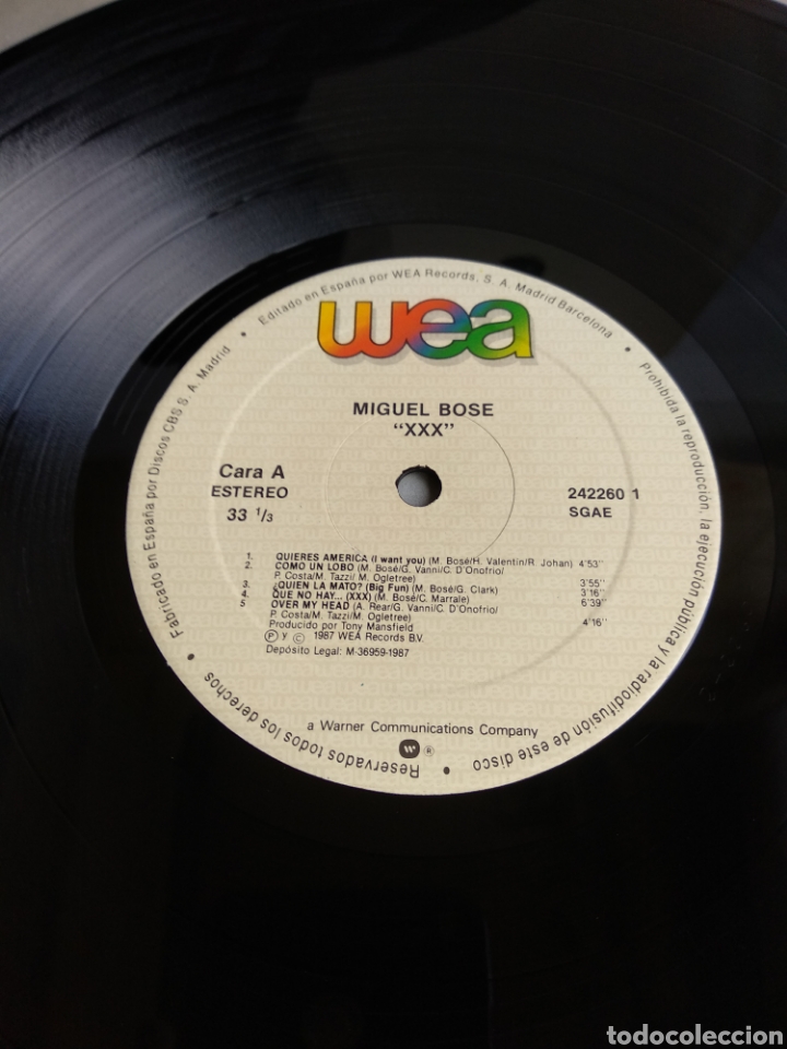 Discos de vinilo: *BOSE. XXX. SPAIN. WEA. 1987. LA.2 - Foto 4