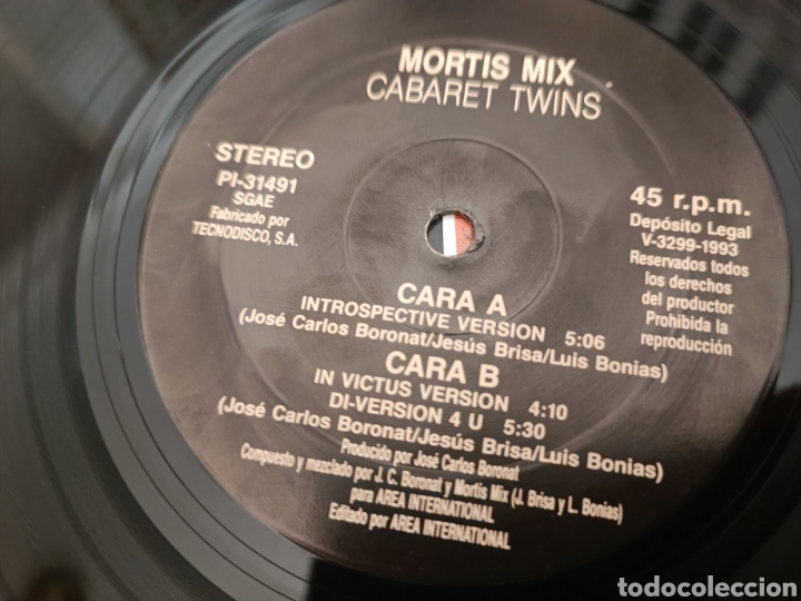 Discos de vinilo: MORTIS MIX - CABARET TWINS - 1993 - Foto 3
