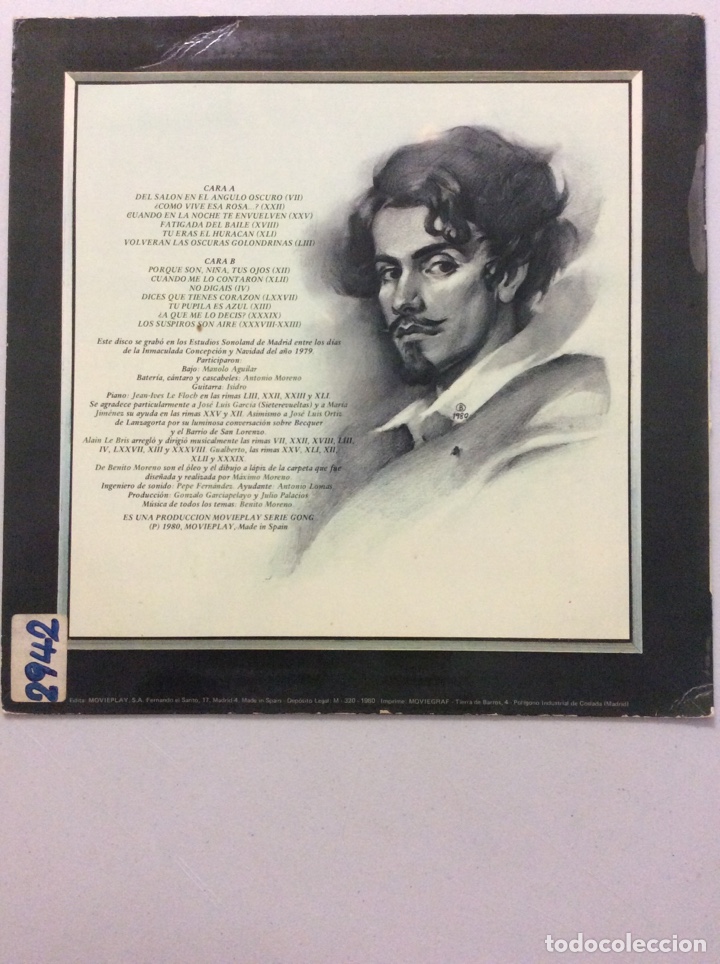 Discos de vinilo: Benito Moreno. G. A. B&eacute;cquer. Rimas. - Foto 2