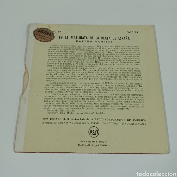 Discos de vinilo: KATYNA RAINIERI - EN LA ESCALINATA DE LA PLAZA DE ESPA&Ntilde;A - Foto 2