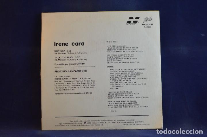 Discos de vinilo: IRENE CARA - WHY ME? - SINGLE - Foto 2