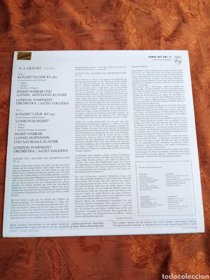 Discos de vinilo: MOZART,INGRID HAEBLER - Foto 2