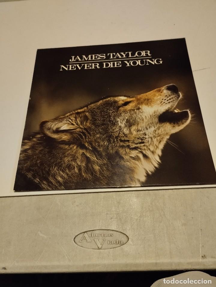 Discos de vinilo: James Taylor LP Never Die Young Esp.1988 insert letras - Foto 1