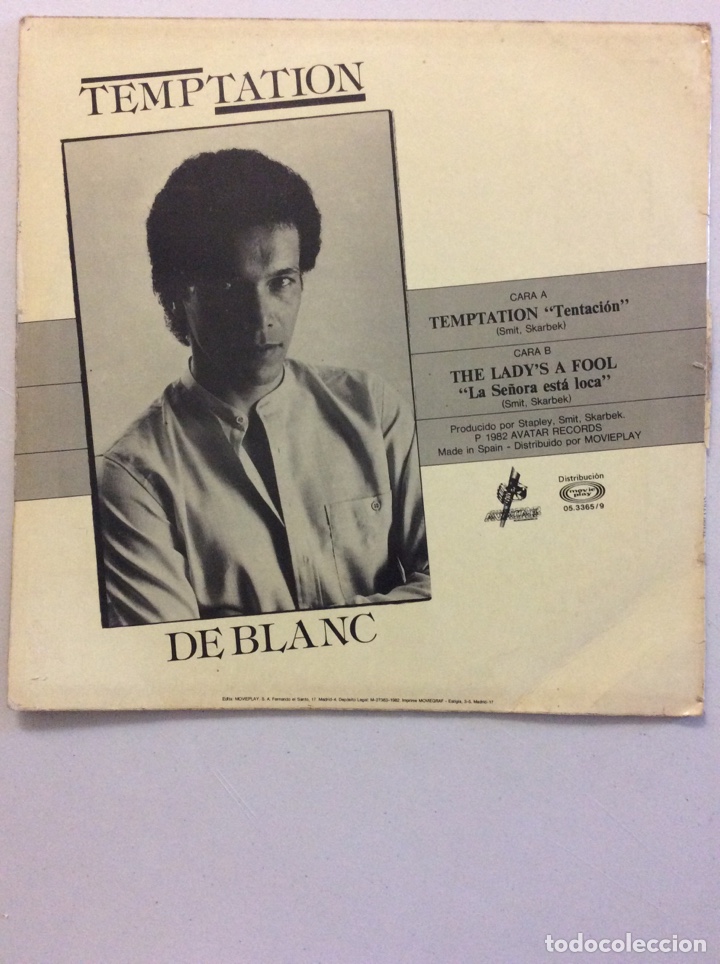 Discos de vinilo: De Blanc. Temptation. The lady&lsquo;s a fool - Foto 2