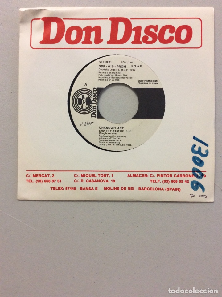 Discos de vinilo: Don Disco. Unknown Art. easy to please me. - Foto 1