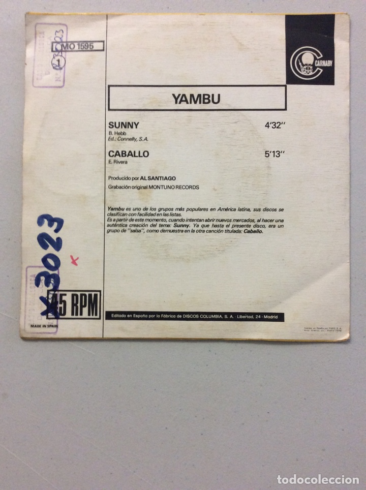 Discos de vinilo: Yambu. Sunny. Caballo. - Foto 2