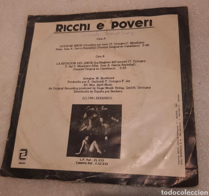 Discos de vinilo: Ricchi e poveri - adios mi amor - Foto 3