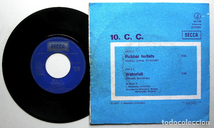Discos de vinilo: 10.C.C. - Rubber Bullets - Single Decca 1973 Francia BPY - Foto 2
