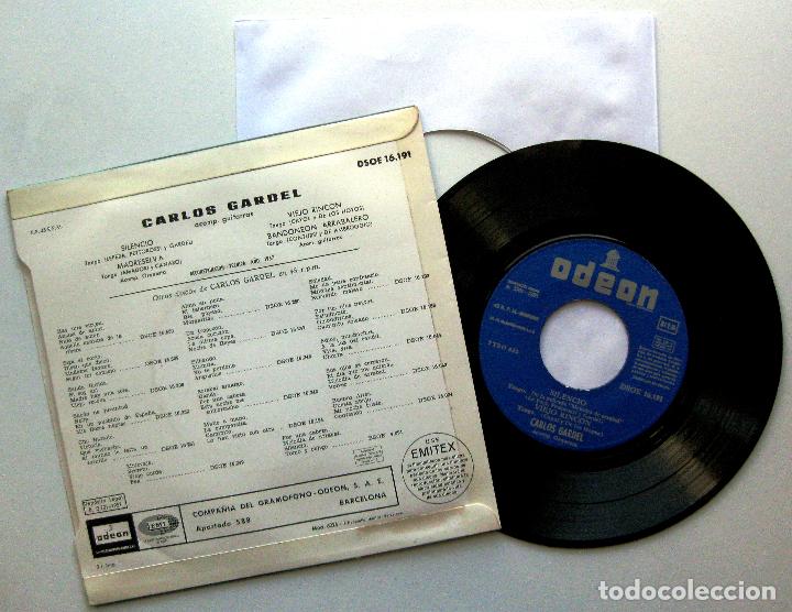Discos de vinilo: Carlos Gardel - Silencio +3 - EP Odeon 1958 BPY - Foto 2