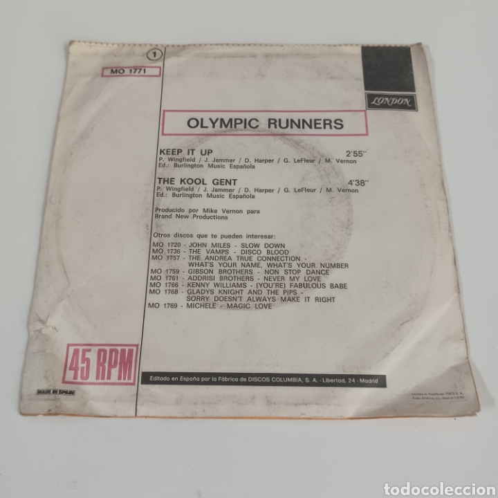Discos de vinilo: OLYMPIC RUNNERS - KEEP IT UP - Foto 2