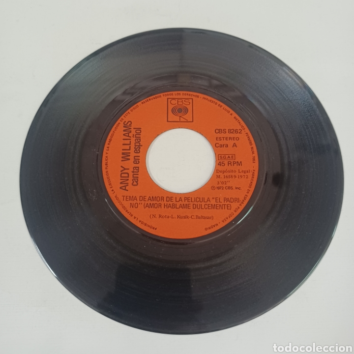 Discos de vinilo: ANDY WILLIAMS - TEMA DE AMOR DE LA PELICULA EL PADRINO - SINGLE - Foto 3