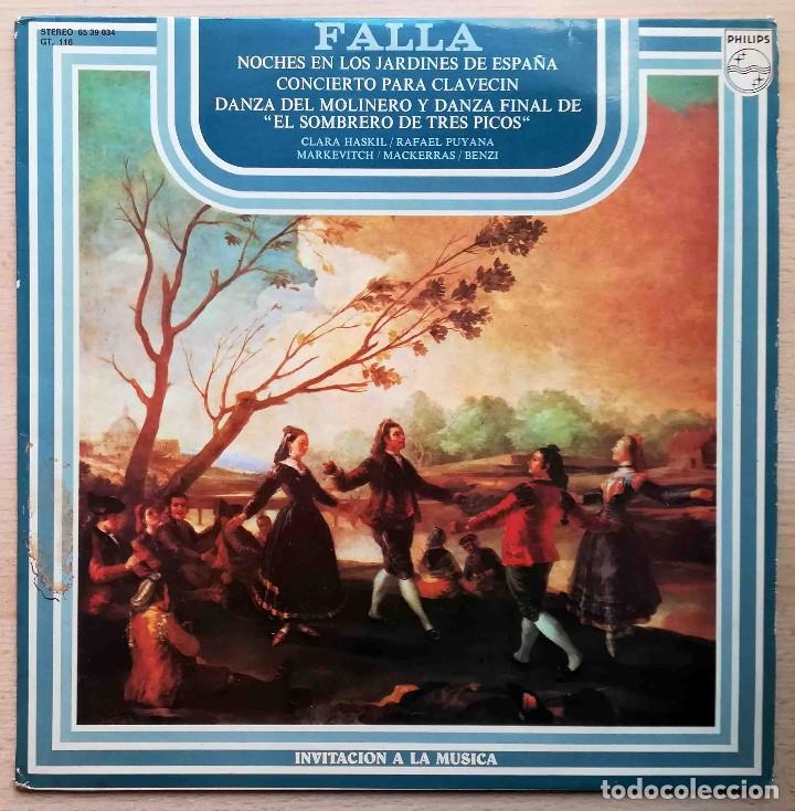 Discos de vinilo: Invitaci&oacute;n a la m&uacute;sica Falla: Noches en los jardines de Espa&ntilde;a, Concierto para clavecin...